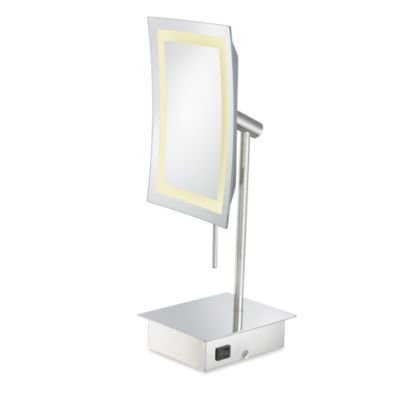 Kimball & Young Single-Sided 3X LED Rectangular Minimalist Vanity Mirror with Polished Nickel ...